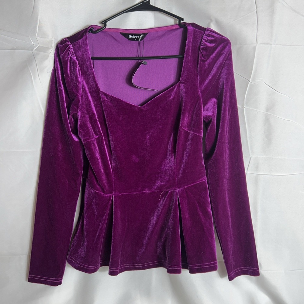 Allegra K Top Purple Velvet Xs